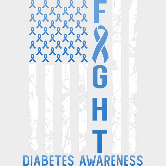 Fight US Flag - Diabetes DTF Transfers Adult Unisex - S & M (10’’) / Light Color Design (See Imaging)