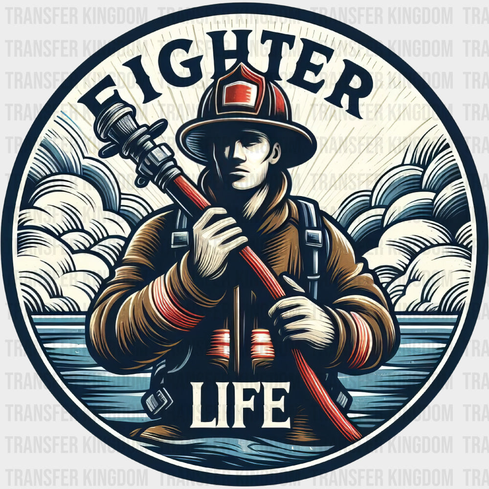 Fighter Life Circular - Fire Department DTF Transfers Adult Unisex - S & M (10’’) / Dark Color Design (See Imaging)