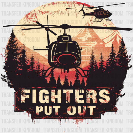 Fighters Put Out Helicopter - Fire Department DTF Transfers Adult Unisex - S & M (10’’) / Dark Color Design (See