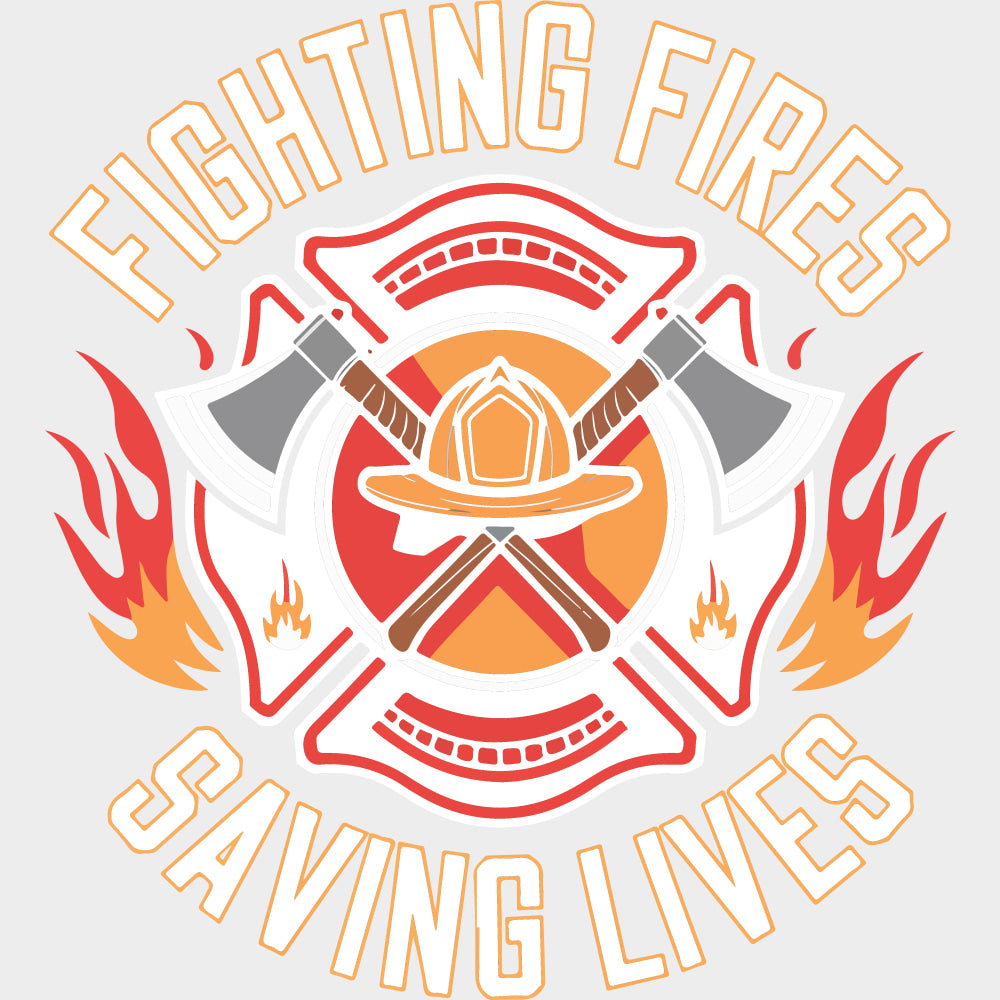 Fighting Fires Saving Lives - Fire Department DTF Transfers Adult Unisex - S & M (10’’) / Light Color Design (See