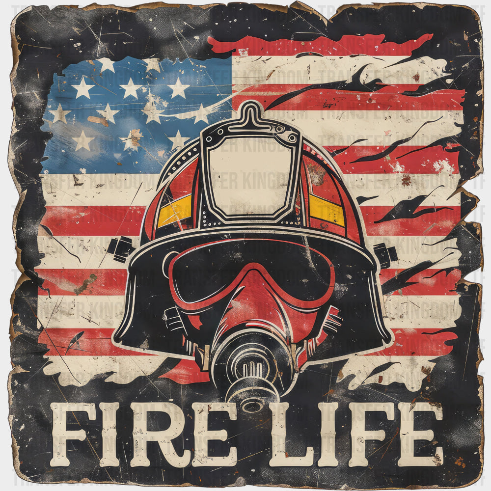 Fire Life US Flag - Fire Department DTF Transfers transfer-kingdom