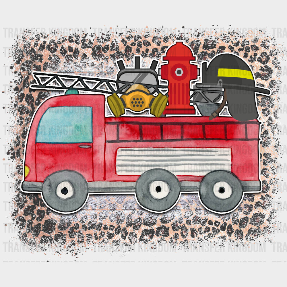 Fire Truck Leopard Print - Fire Department DTF Transfers transfer-kingdom