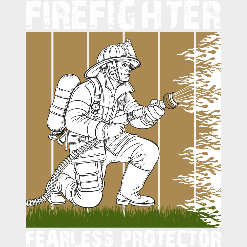 Firefighter Fearless Protector - Fire Department DTF Transfers Adult Unisex - S & M (10’’) / Light Color Design (See