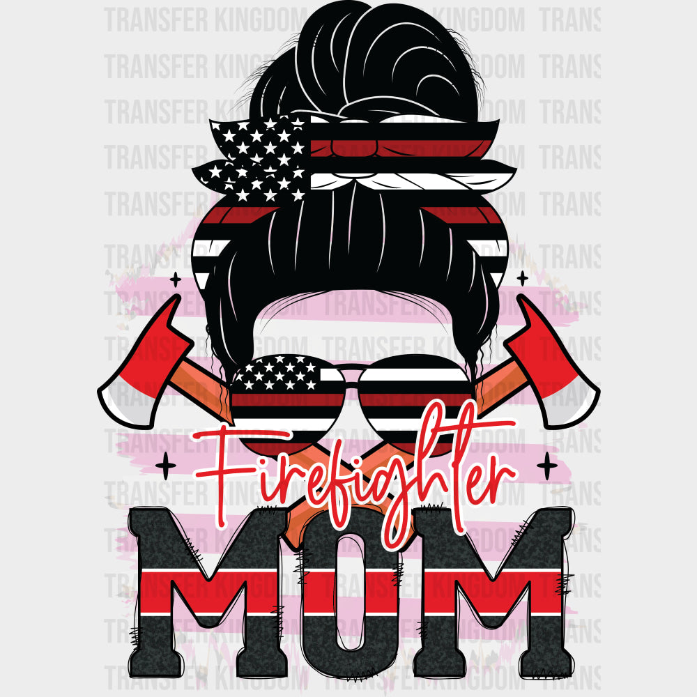 Firefighter Mom Bandana - Fire Department DTF Transfers Adult Unisex - S & M (10’’) / Dark Color Design (See Imaging)