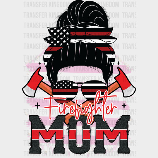Firefighter Mom Bandana - Fire Department DTF Transfers Adult Unisex - S & M (10’’) / Dark Color Design (See Imaging)