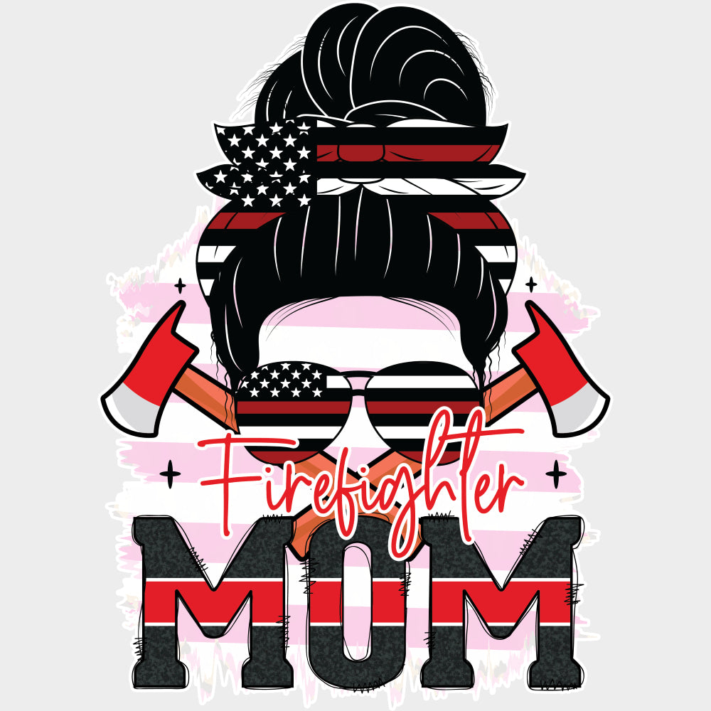 Firefighter Mom Bandana - Fire Department DTF Transfers Adult Unisex - S & M (10’’) / Light Color Design (See Imaging)