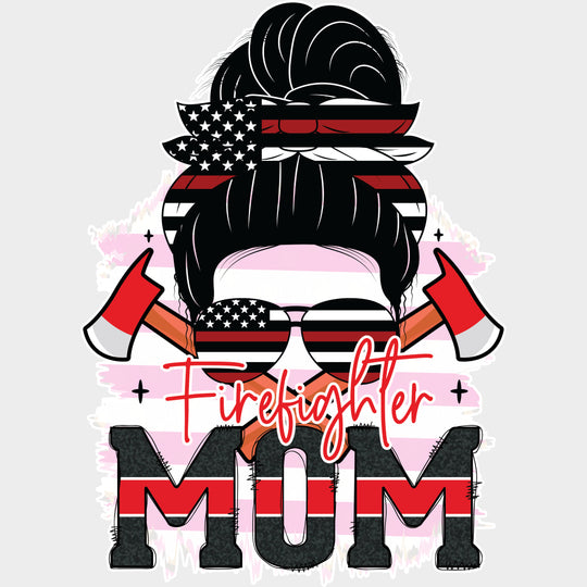 Firefighter Mom Bandana - Fire Department DTF Transfers Adult Unisex - S & M (10’’) / Light Color Design (See Imaging)