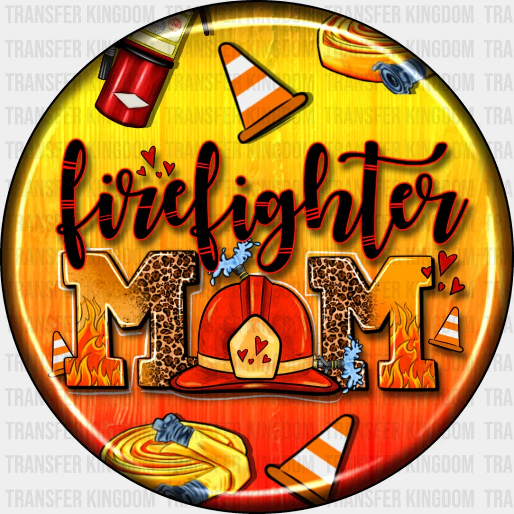 Firefighter Mom Circular Design - Dtf Transfer Unisex S & M (10’’) / Dark Color See Imaging