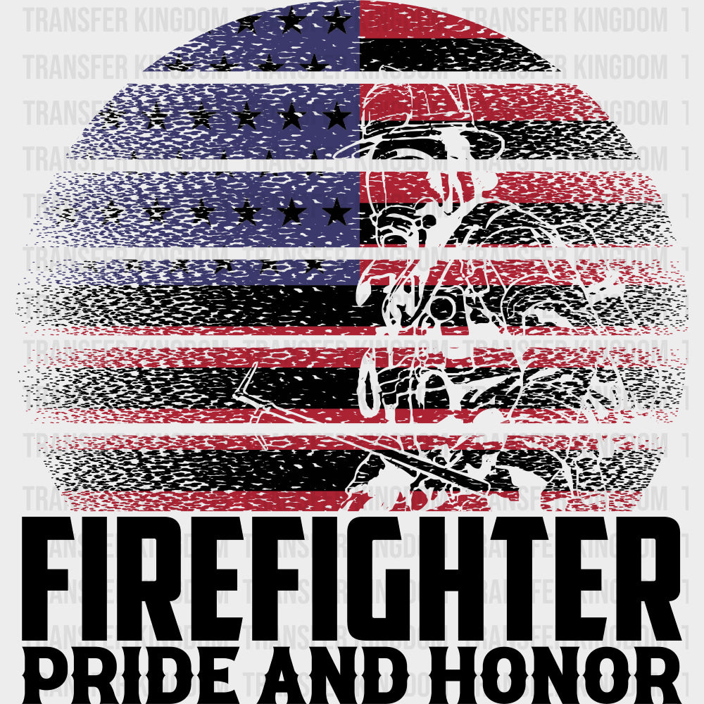 Firefighter Pride And Honor Circular USA Flag - Fire Department DTF Transfers transfer-kingdom Dark Color Design (See Imaging)