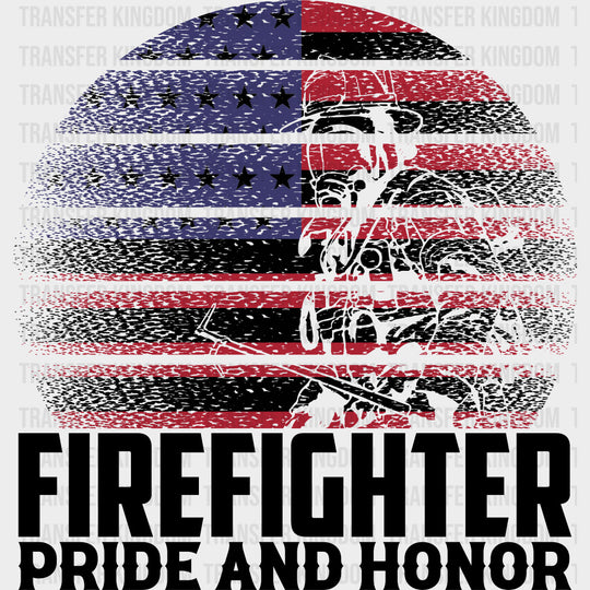 Firefighter Pride And Honor Circular USA Flag - Fire Department DTF Transfers transfer-kingdom Dark Color Design (See Imaging)