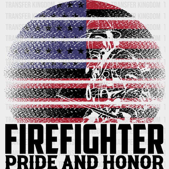 Firefighter Pride And Honor Circular USA Flag - Fire Department DTF Transfers
