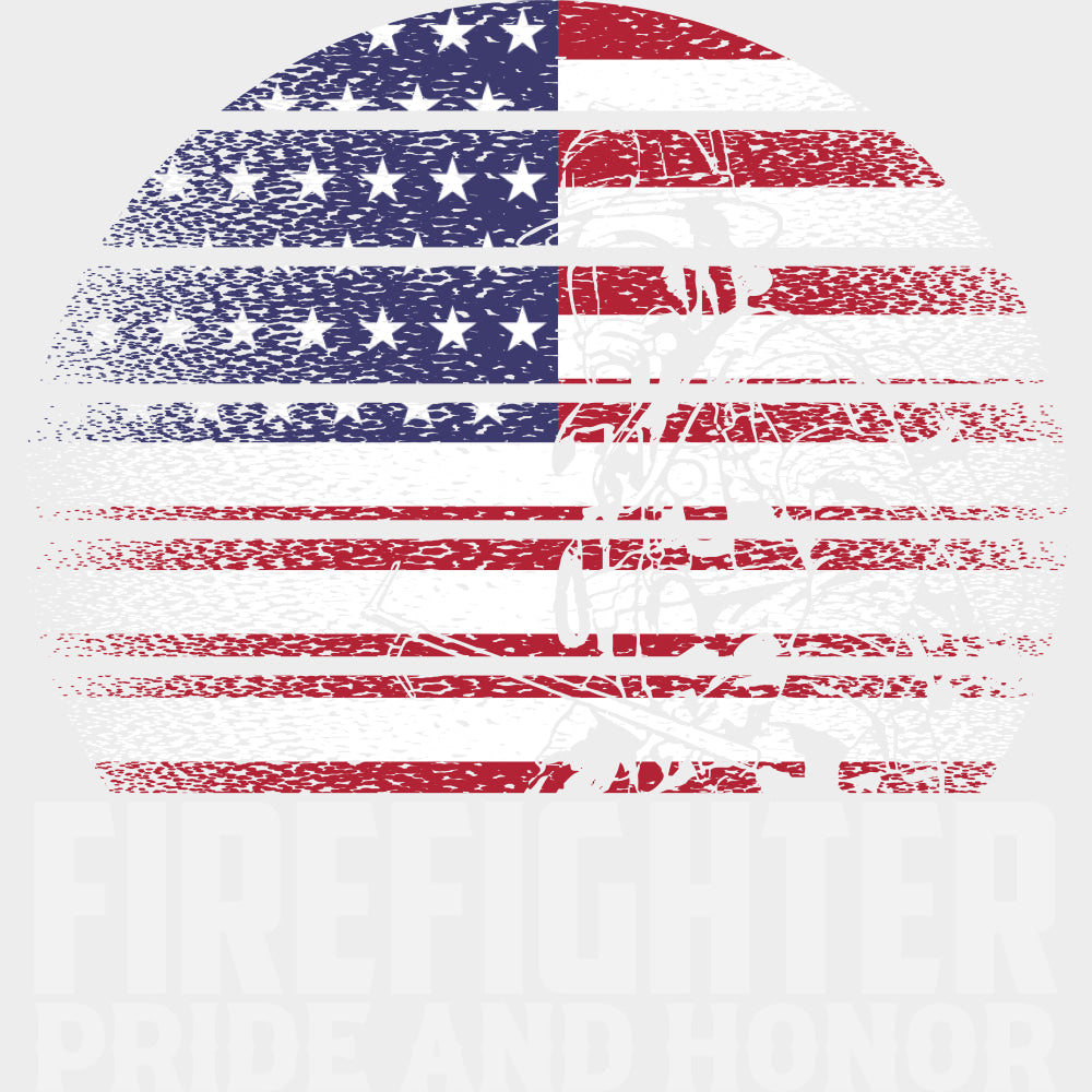 Firefighter Pride And Honor Circular USA Flag - Fire Department DTF Transfers transfer-kingdom Light Color Design (See Imaging)