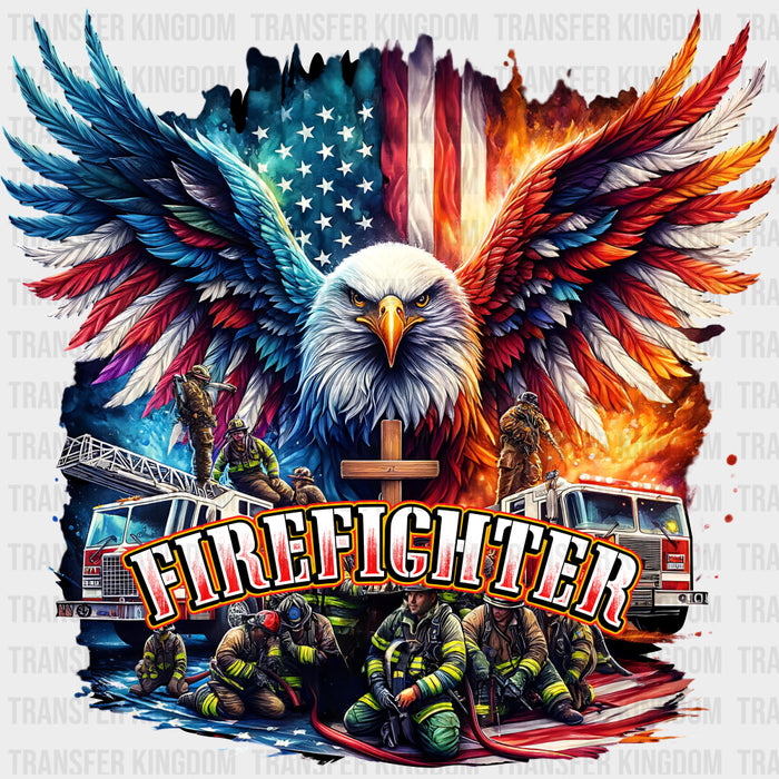 Firefighter US Flag, Eagle Design - Fire Department DTF Transfers