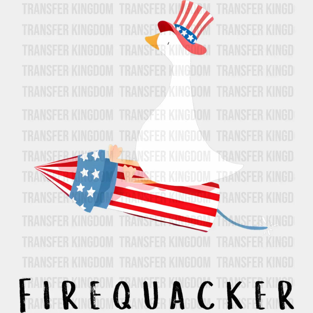 Firequacker Duck Design - 4th Of July DTF Transfer Adult Unisex - S & M (10’’) / Dark Color Design (See Imaging)