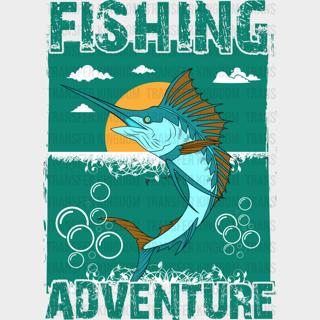 Fishing Adventure Teal Color - Fishing DTF Transfers