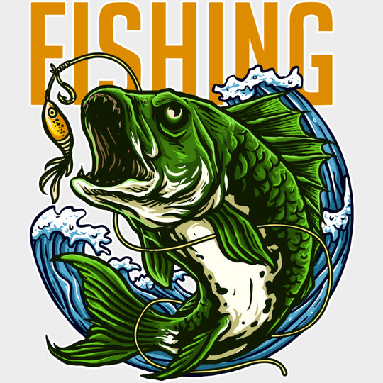 Fishing Largemouth Bass - Fishing DTF Transfers Adult Unisex - S & M (10’’) / Light Color Design (See Imaging)