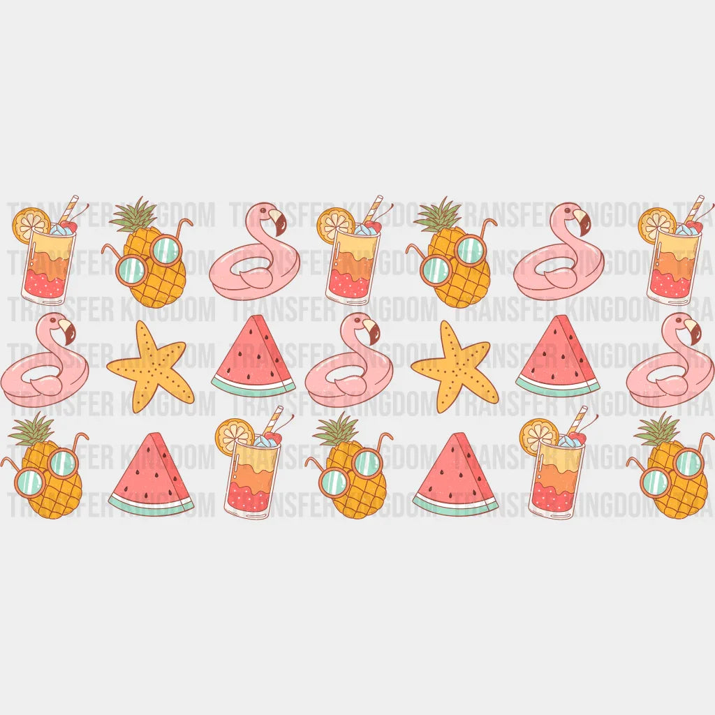Flamingo Watermelon Drinks - Summer Cup Wrap Uv Sticker Permanent Dtf Decal