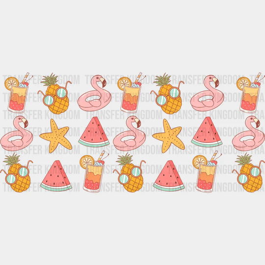 Flamingo Watermelon Drinks - Summer Cup Wrap Uv Sticker Permanent Dtf Decal