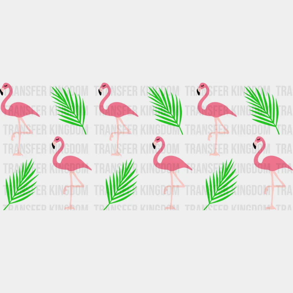 Flamingoes & Leaves - General Cup Wrap UV Sticker Permanent UV DTF Decal UVDTF