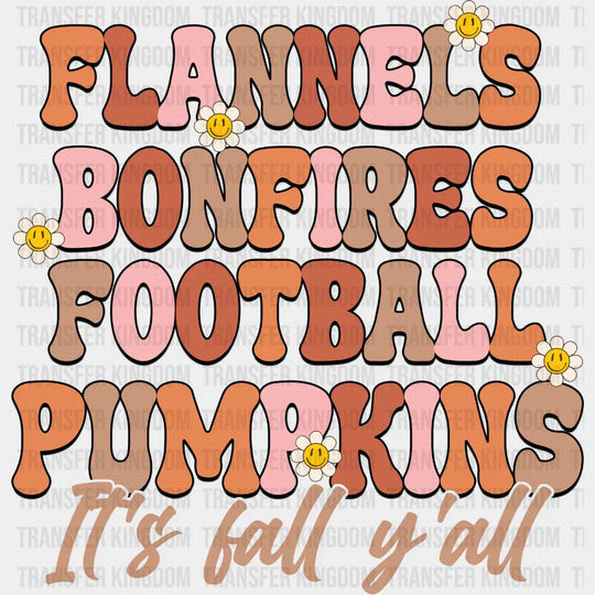 Flannels Bonfires Football Pumpkins - Fall Dtf Transfer Unisex S & M (10’’) / Dark Color Design