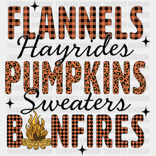 Flannels Pumpkins Bonfires - Fall Dtf Transfer Unisex S & M (10’’) / Dark Color Design See Imaging