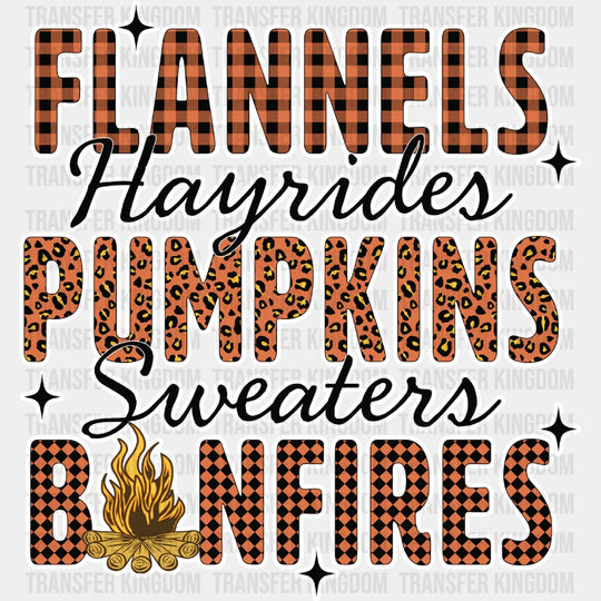 Flannels Pumpkins Bonfires - Fall Dtf Transfer Unisex S & M (10’’) / Light Color Design See Imaging