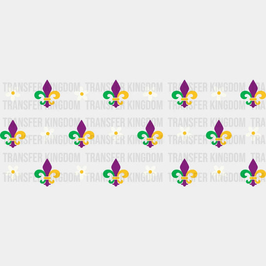 Fleur-De-Lis And Flowers - Mardi Gras Cup Wrap Uv Sticker Permanent Dtf Decal