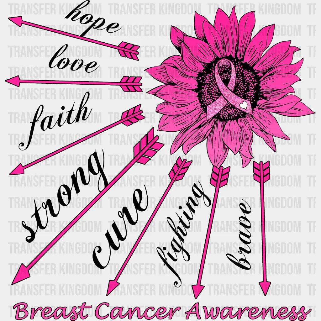 Flower Arrows Breast Cancer Awareness Design - DTF heat transfer - Transfer Kingdom