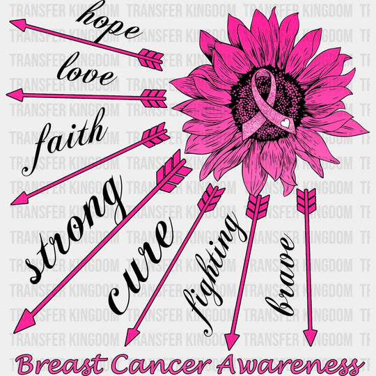 Flower Arrows Breast Cancer Awareness Design - DTF heat transfer - Transfer Kingdom