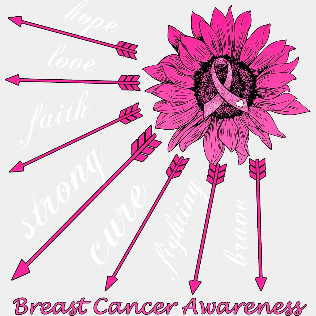 Flower Arrows Breast Cancer Awareness Design - DTF heat transfer - Transfer Kingdom