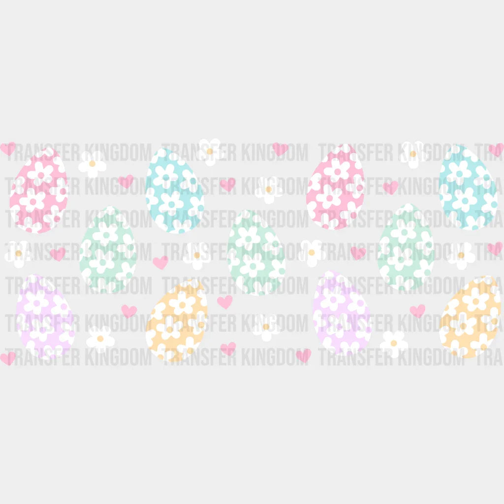 Flower Pattern Eggs - Easter Cup Wrap Uv Sticker Permanent Dtf Decal
