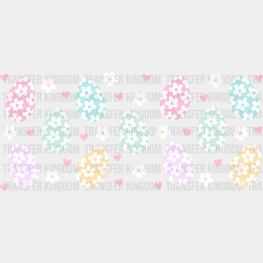 Flower Pattern Eggs - Easter Cup Wrap Uv Sticker Permanent Dtf Decal