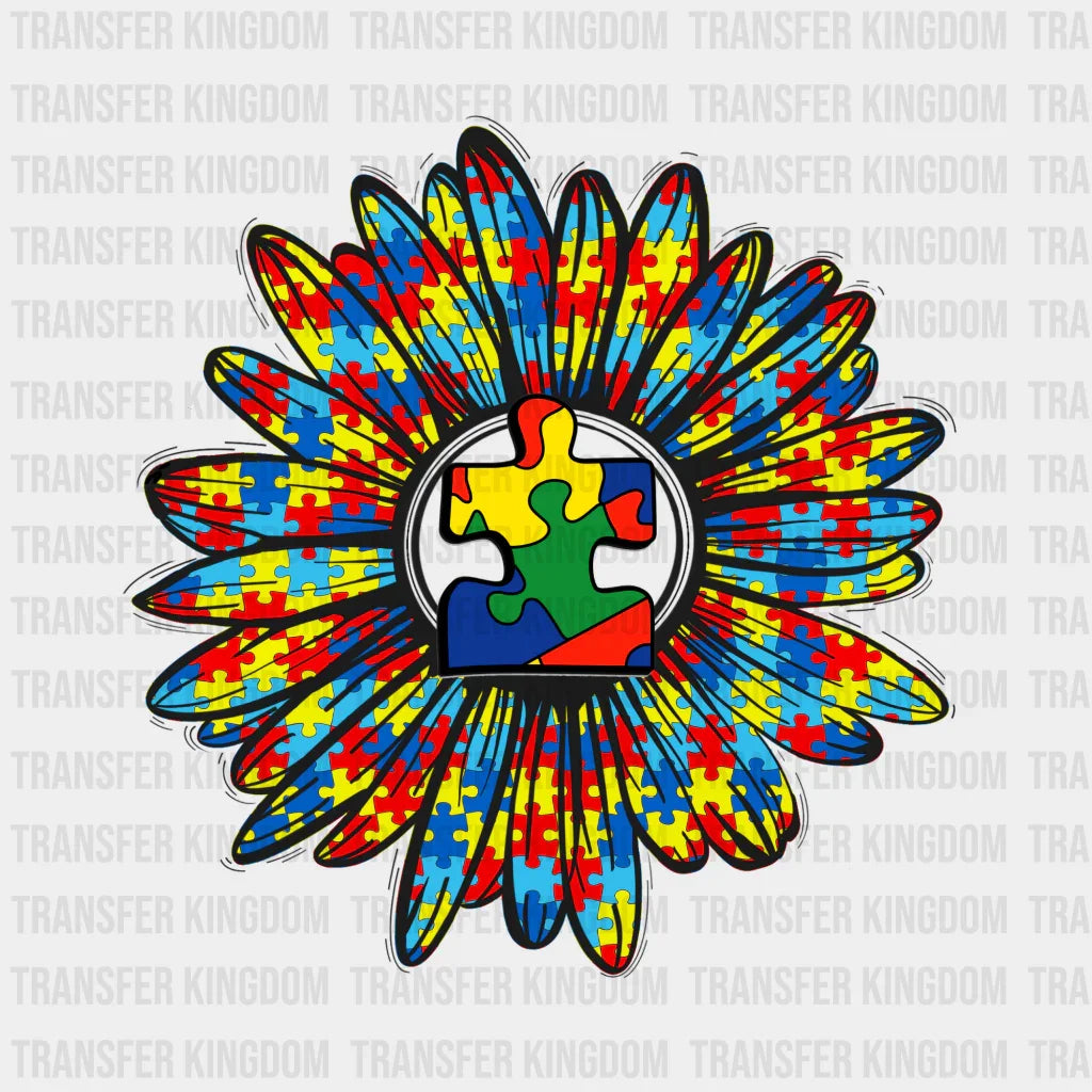 Flower Puzzle Piece Autism Awareness Design - Transfer Kingdom
