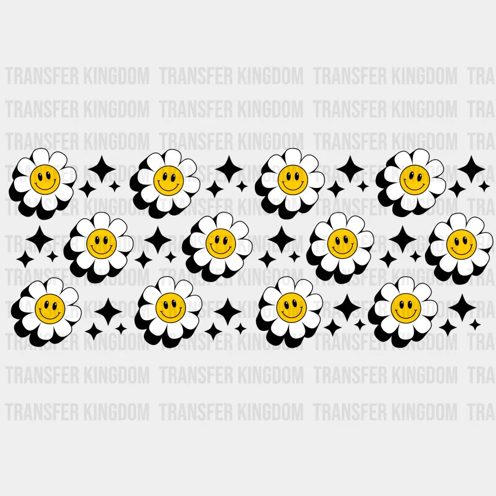 Flower Smiley Faces Uv Dtf Transfer Cup Wrap Sticker
