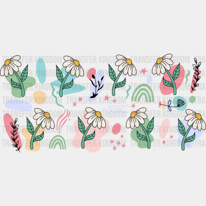 Daisy Flowers Colorful Design - UV DTF Transfer Cup Wrap UV DTF Sticker