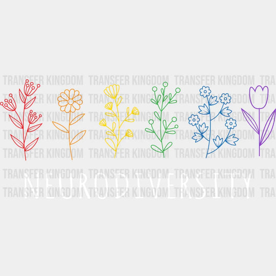 Flowers Neurodiversity Autism Awareness Design - DTF heat transfer - Transfer Kingdom