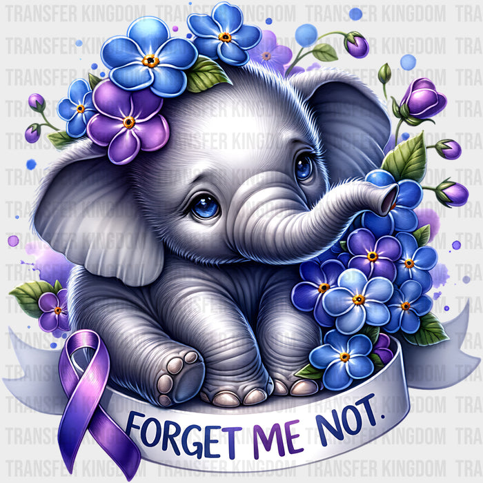 Forget Me Not Elephant - Alzheimer's Awareness DTF Transfer