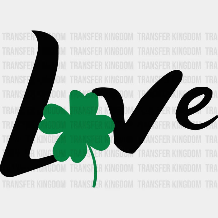 Four Leaf Clover Luck Text Design - St. Patrick's Day DTF Heat Transfer