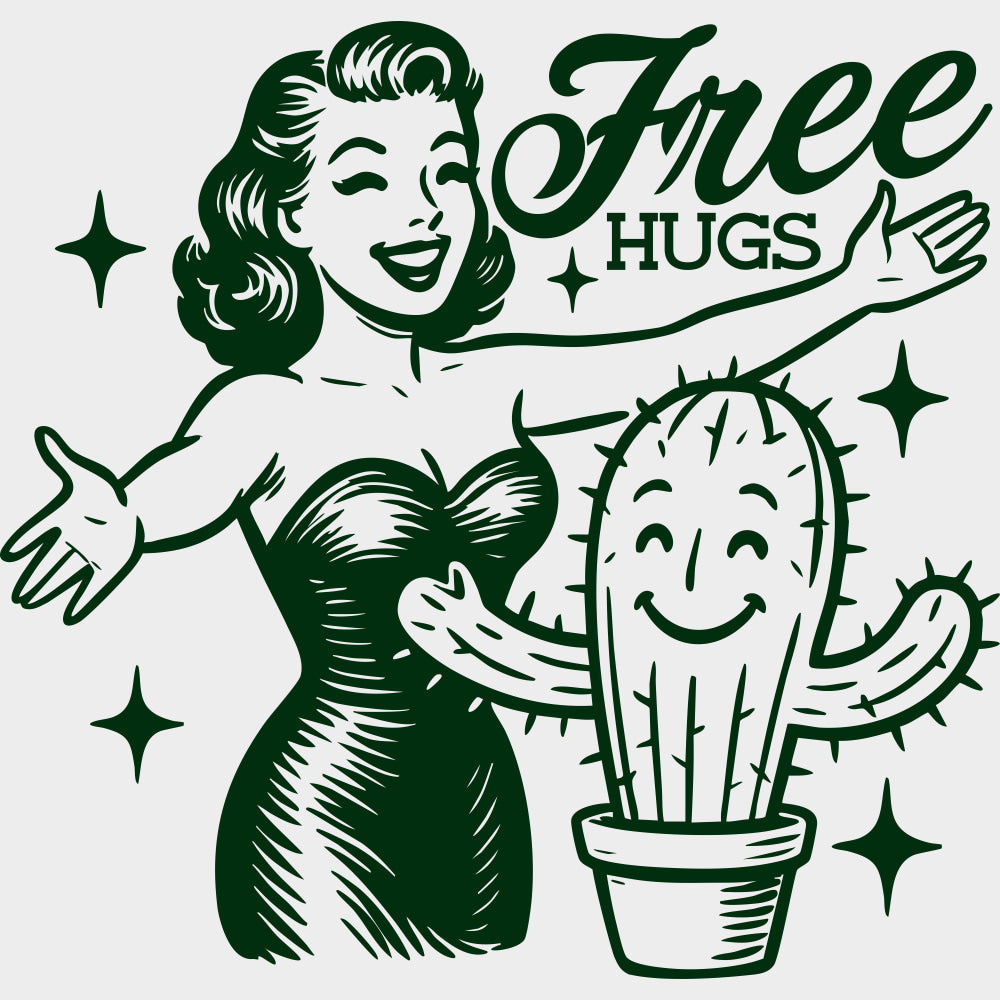 Free Hugs - Plants DTF Transfers Adult Unisex - S & M (10’’) / Green Color Design (See Imaging)