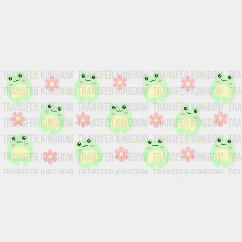 Frogs And Flowers Uv Dtf Transfer Cup Wrap Sticker