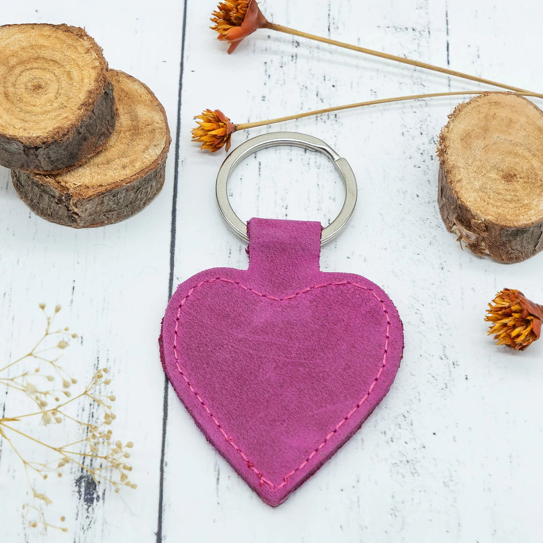 Heart-Shaped Keychain – Faux Leather Key Ring in Multiple Colors