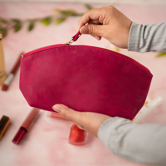 Faux Leather Stylish Cosmetic Pouch – Versatile Makeup Bag & Toiletry Organizer