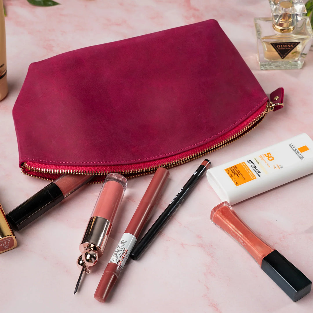 Faux Leather Stylish Cosmetic Pouch – Versatile Makeup Bag & Toiletry Organizer