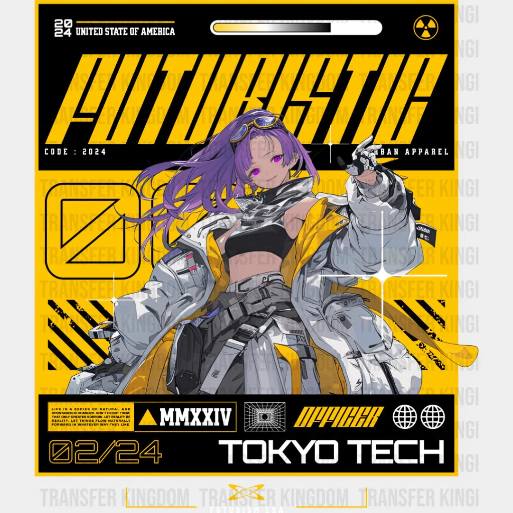 Futuristic Anime Girl - Dtf Heat Transfer