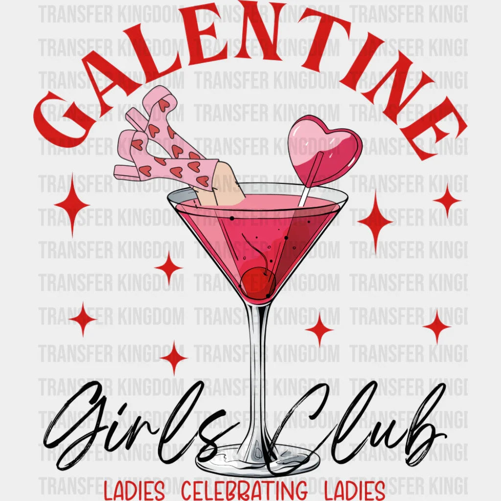 Galentine Girls Club - Valentine’s Day Dtf Transfer Unisex S & M (10’’) / Dark Color Design