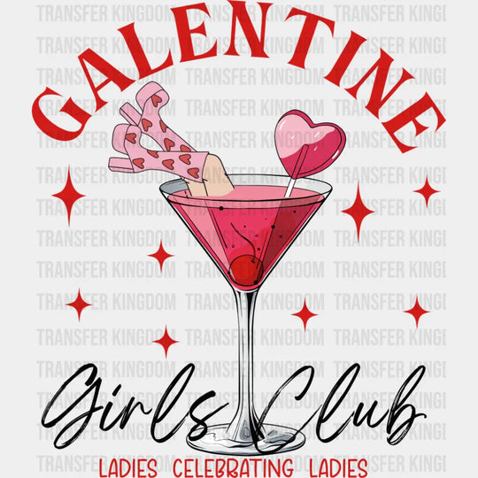 Galentine Girls Club - Valentine’s Day Dtf Transfer Unisex S & M (10’’) / Dark Color Design