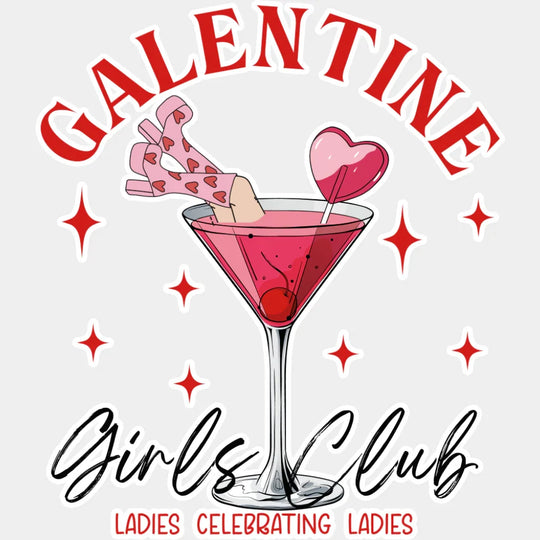 Galentine Girls Club - Valentine’s Day Dtf Transfer Unisex S & M (10’’) / Light Color Design