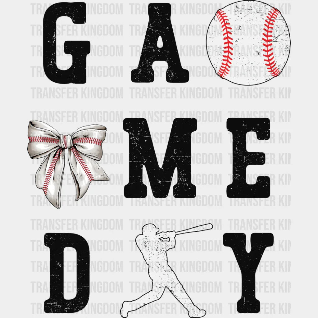Game Day Ball Ribbon Swing - Baseball DTF Transfer Adult Unisex - S & M (10’’) / Dark Color Design (See Imaging)