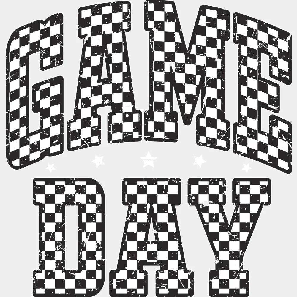 Game Day Checkered Design Game Day DTF Transfer Adult Unisex S & M (10’’) / Light Color Design (See Imaging)