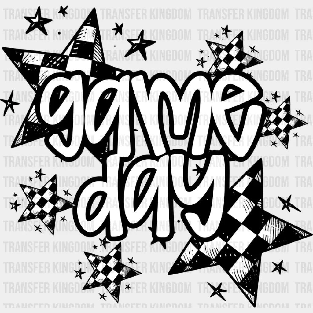 Game Day Checkered Stars - Game Day DTF Transfer Adult Unisex - S & M (10’’) / Dark Color Design (See Imaging)